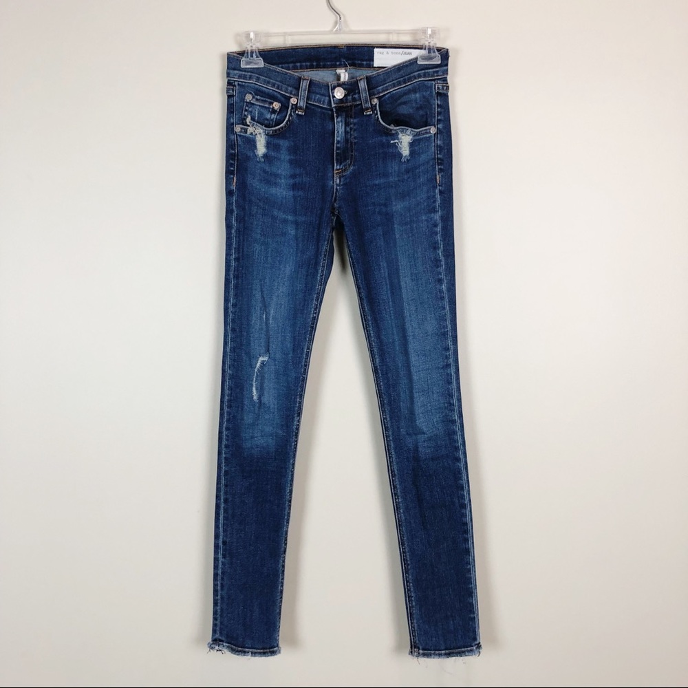 Rag & Bone Distressed Raw Hem Skinny Jeans